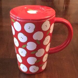 DavidsTea Davids Tea 12 oz The Perfect Cup Red Apple Pattern Mug with Lid